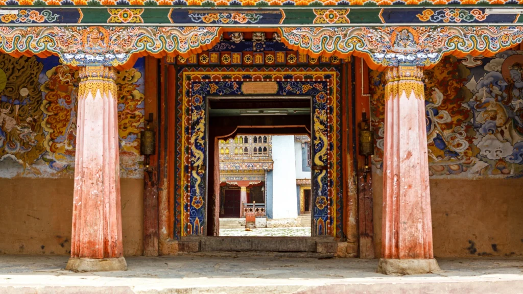 5-Day Bhutan Group Tour Package (Entrance of the Gangtey Goemba monastery, Bhutan)