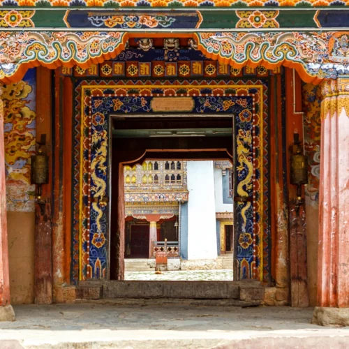 5-Day Bhutan Group Tour Package (Entrance of the Gangtey Goemba monastery, Bhutan)