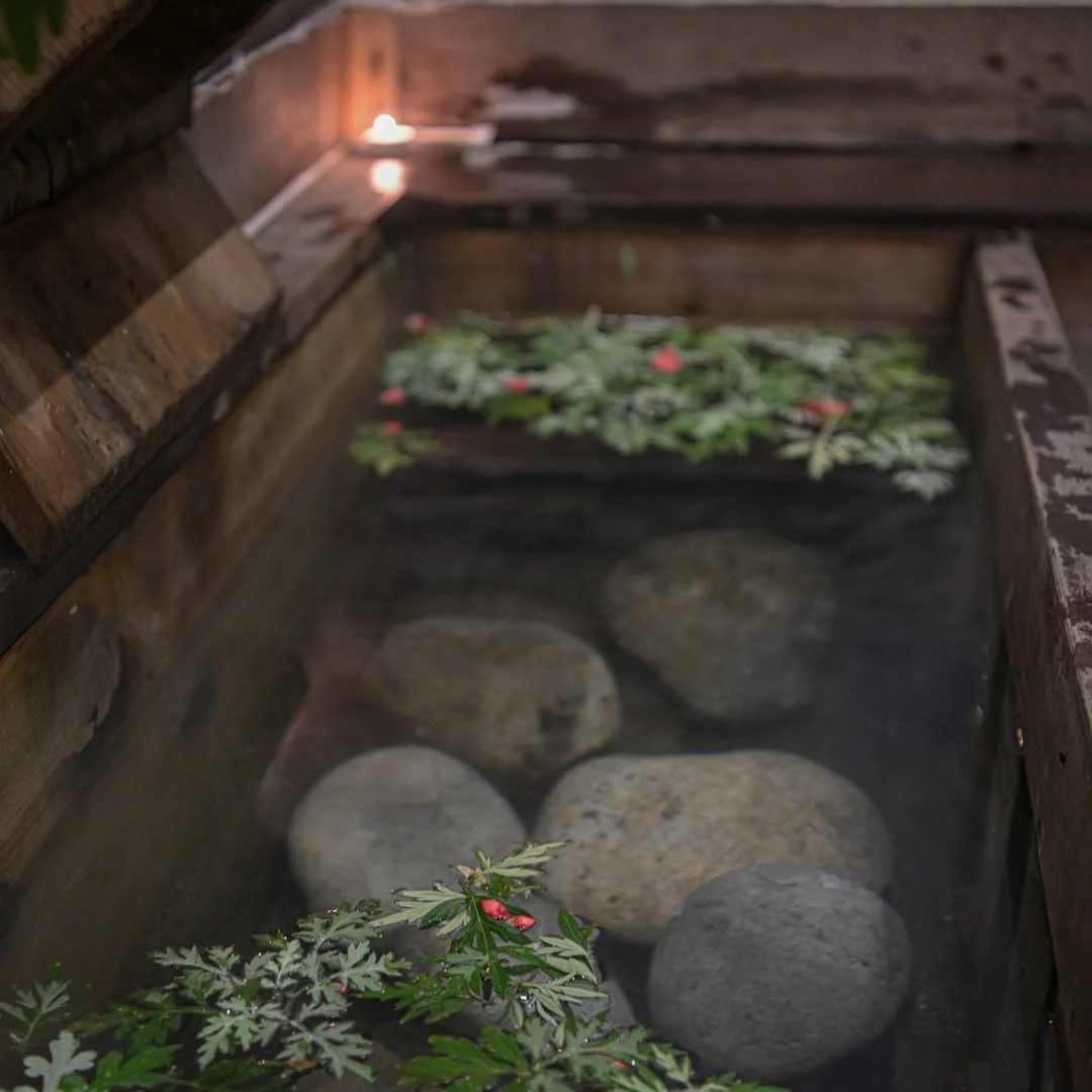 Traditional Bhutanese hot stone bath