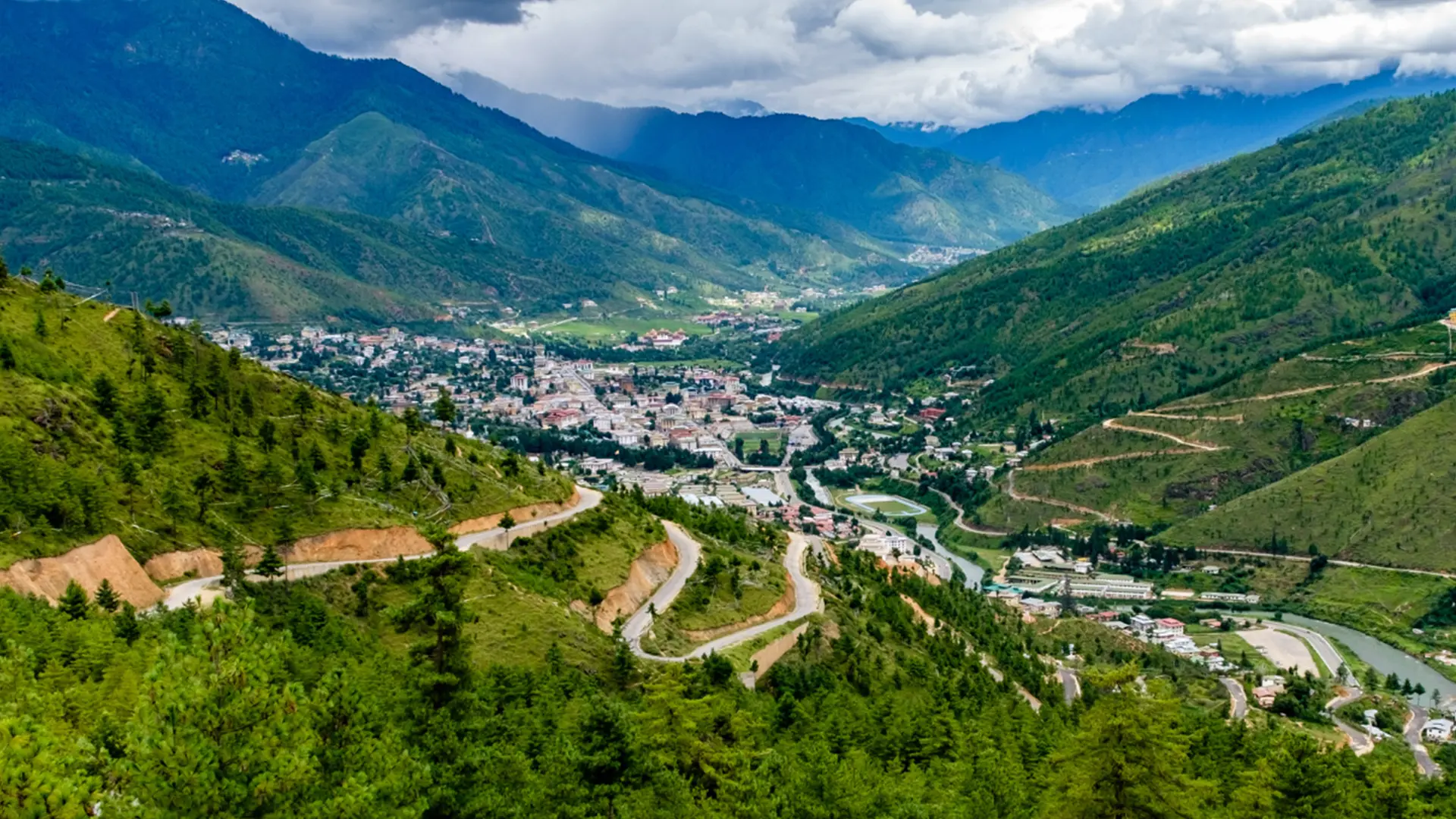 Private vehicle on a Bhutan mountain road